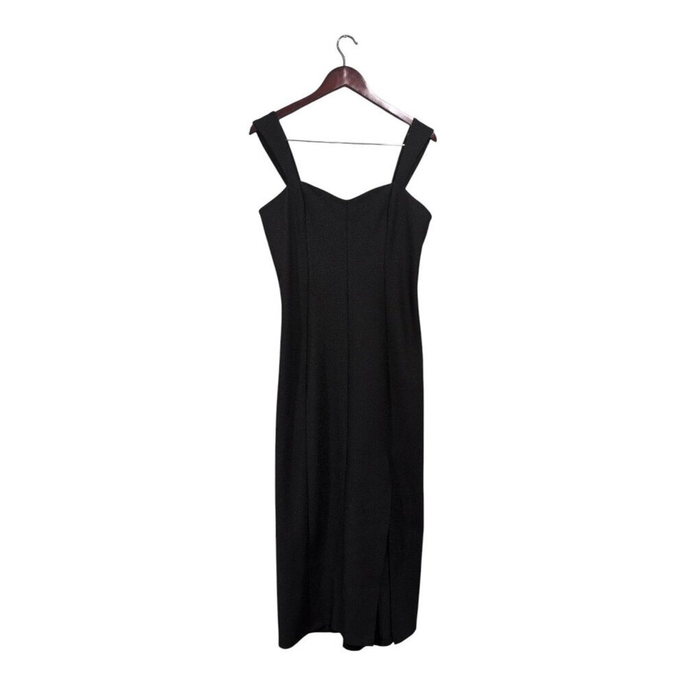 Abercrombie & Fitch Black Midi Dress Women's LT Sweatheart Side Slit Classic